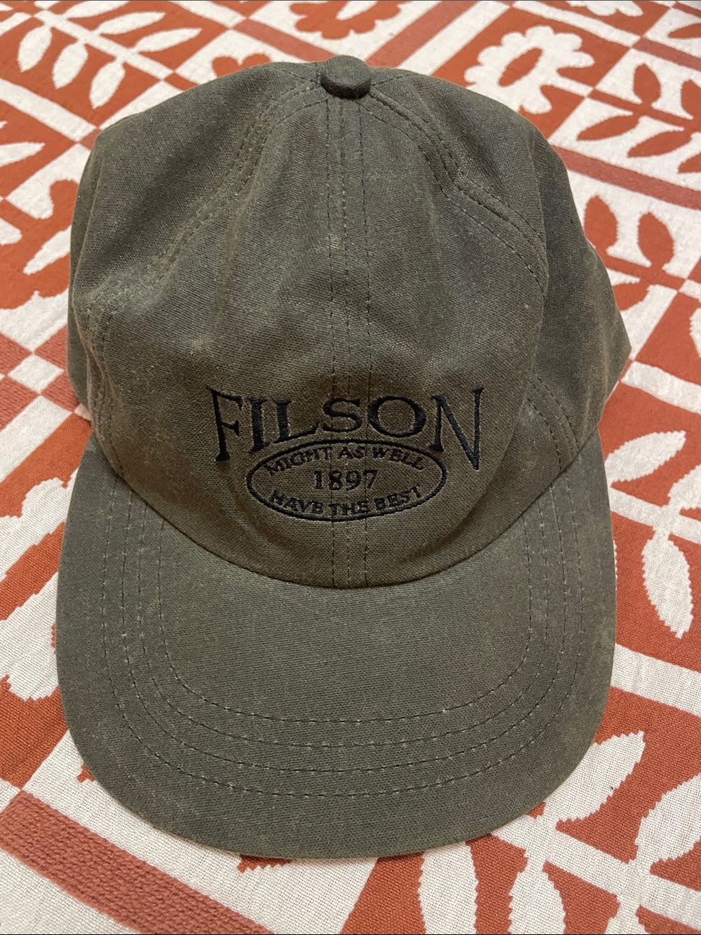Filson Olive Baseball Cap with Embroidered Logo